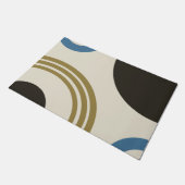 抽象芸術ボーホラインアートリングや輪金ゴールドブラックブルー ドアマット (アングル)