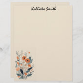 抽象芸術ボーホーフローラ生シエナとサーモン レターヘッド (正面/裏面)