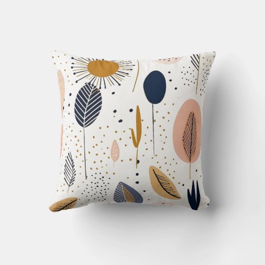 抽象芸術ボーホ模様の手描きミニマル色 クッション (裏面)