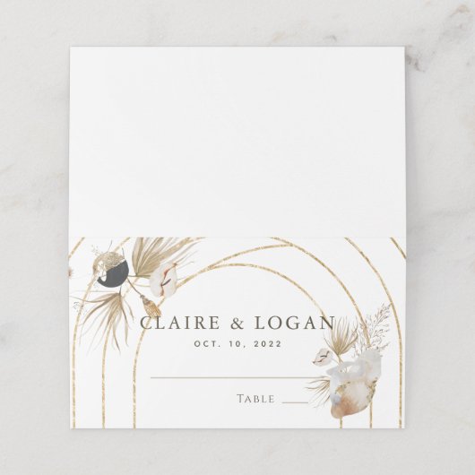 抽象芸術ボー金ゴールドアーチ結婚ズ プレイスカード (外部開封)