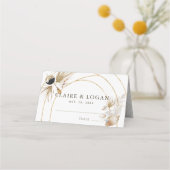 抽象芸術ボー金ゴールドアーチ結婚ズ プレイスカード (正面)