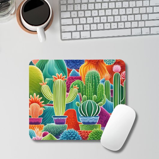 抽象芸術ポット型サボテン マウスパッド