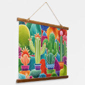 抽象芸術ポット型サボテン 吊り下げ型タペストリー (傾斜あり)