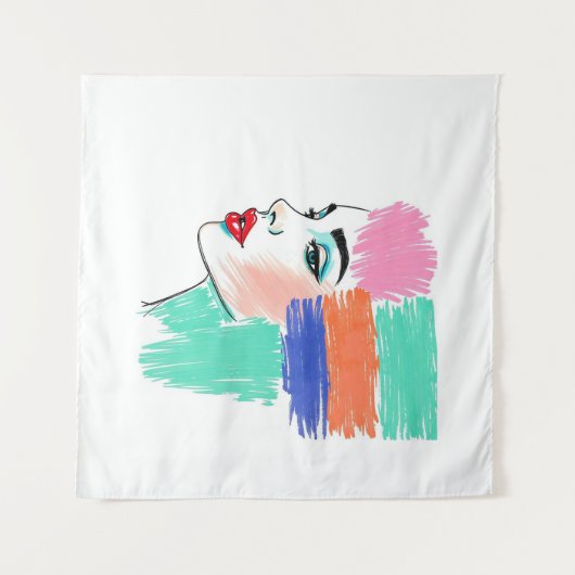 抽象芸術ポップ・アートのアートウーマンタペストリー タペストリー (正面(横))