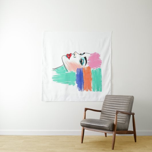 抽象芸術ポップ・アートのアートウーマンタペストリー タペストリー (インサイチュ(横))