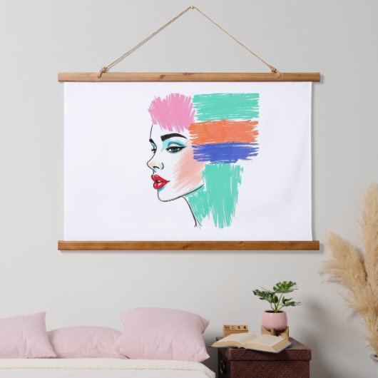 抽象芸術ポップ・アートのアートウーマンタペストリー 吊り下げ型タペストリー (寝室)