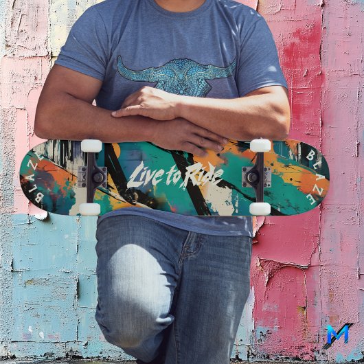 抽象芸術ポップ・アートのグラフィティアート – ライブモットー スケートボード