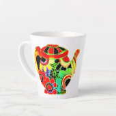 抽象芸術ポップ・アートのティーポットC.S.ルイス茶と書籍引用文 カフェラテマグ (左アングル)