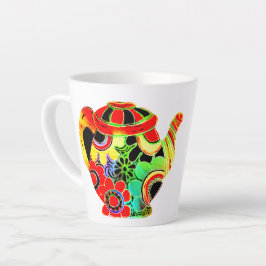 抽象芸術ポップ・アートのティーポットC.S.ルイス茶と書籍引用文 カフェラテマグ