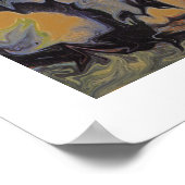 抽象芸術ポップ・アートのファインアートクールレトロダークブルーイエロー ポスター (角)