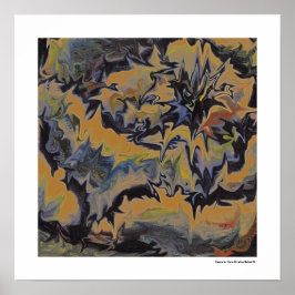 抽象芸術ポップ・アートのファインアートクールレトロダークブルーイエロー ポスター