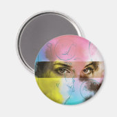 抽象芸術ポップ・アートのレトロアート、ラウンドマグネット マグネット (正面/裏面)