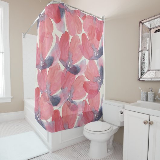 抽象芸術ポピーシックな水の色オン赤面 シャワーカーテン (インサイチュ)