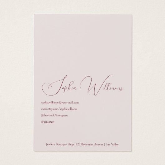 抽象芸術ポピーネックレスジュエリーディスプレイカード (裏面)