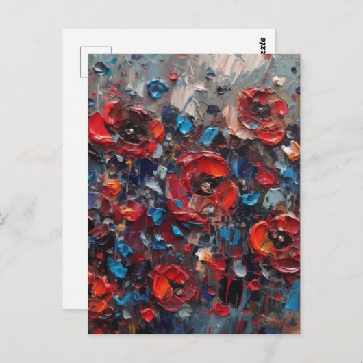抽象芸術ポピー絵画ズのはがき ポストカード (正面/裏面)