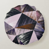 抽象芸術ポリゴンパターン、カラフル三角形。 ラウンドクッション (裏面)