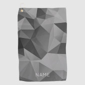 抽象芸術ポリジオメトリックブラックグレーデザイン クール ゴルフタオル (正面)