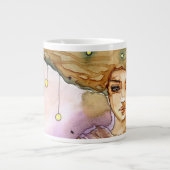 抽象芸術ポートレートと女かわいらし性 ジャンボコーヒーマグカップ (正面)
