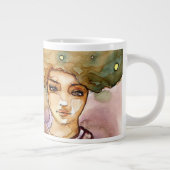 抽象芸術ポートレートと女かわいらし性 ジャンボコーヒーマグカップ (右)