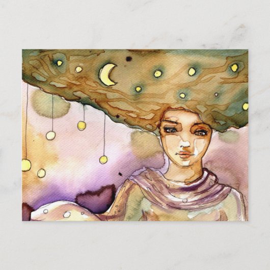 抽象芸術ポートレートと女かわいらし性 ポストカード (正面)