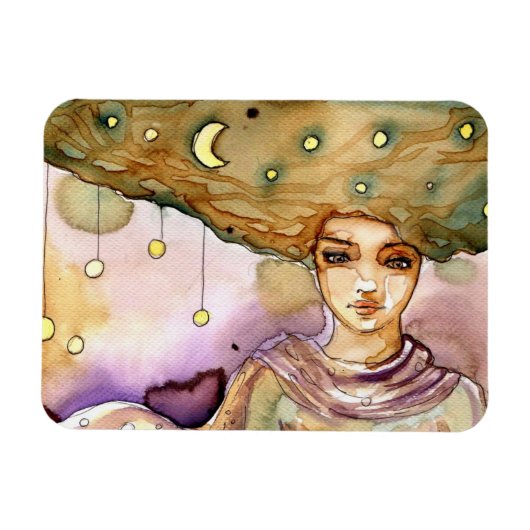 抽象芸術ポートレートと女かわいらし性 マグネット (横)