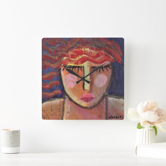 抽象芸術ポートレートの大時計 スクエア壁時計 (ホーム)