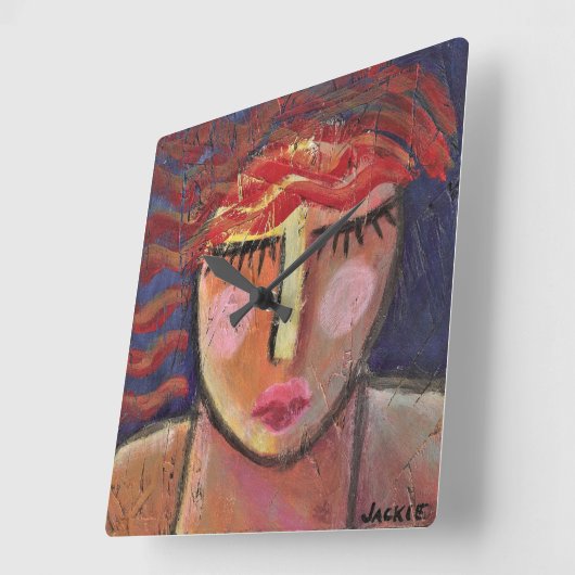 抽象芸術ポートレートの大時計 スクエア壁時計 (傾斜)