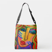 抽象芸術ポートレートの女性トートバッグ クロスボディバッグ (裏面)