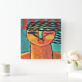 抽象芸術ポートレート スクエア壁時計 (ホーム)