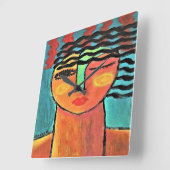 抽象芸術ポートレート スクエア壁時計 (傾斜)