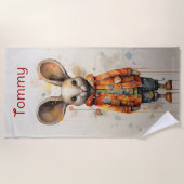 抽象芸術マウス着用服 ビーチタオル (正面)