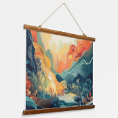抽象芸術マウンテンサンライズタペストリー 吊り下げ型タペストリー (傾斜あり)