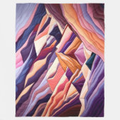 抽象芸術マウンテンシーンパープルピーチブルゴーニュ フリースブランケット (正面)