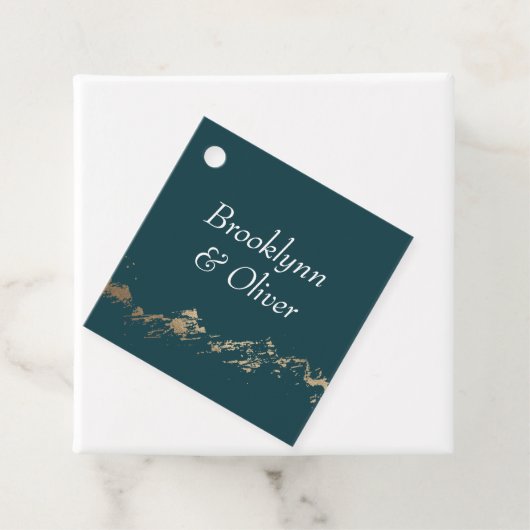 抽象芸術マウンテンズダークグリーン&金ゴールドと名前 フェイバータグ (インサイチュ)