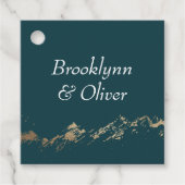 抽象芸術マウンテンズダークグリーン&金ゴールドと名前 フェイバータグ (正面)