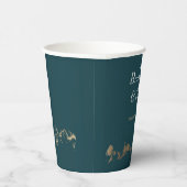 抽象芸術マウンテンズダークグリーン&金ゴールド日付を保存 紙コップ (右)