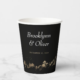 抽象芸術マウンテンズパインターリーブラック&フェイク金ゴールド 紙コップ