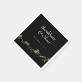 抽象芸術マウンテンズブラック&金ゴールドカップル名 スタンダードカクテルナプキン (角)