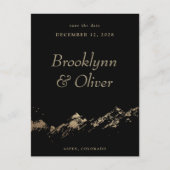 抽象芸術マウンテンズブラック&金ゴールド日付を保存 案内ポストカード (正面)