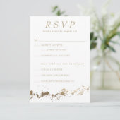 抽象芸術マウンテンズホワイト&金ゴールドウェディングRSVPカード 出欠カード (スタンド正面)