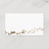 抽象芸術マウンテンズホワイト&金ゴールド保存日付 プレイスカード (裏面)