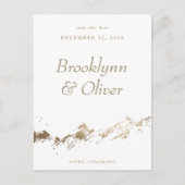 抽象芸術マウンテンズホワイト&金ゴールド保存日付 案内ポストカード (正面)