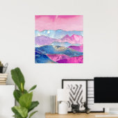 抽象芸術マウンテンランドスケープデジタルアート ポスター (ホームオフィス)