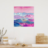 抽象芸術マウンテンランドスケープデジタルアート ポスター (キッチン)