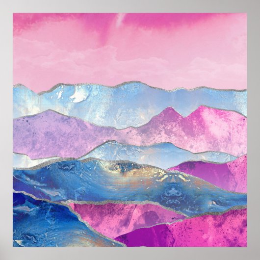 抽象芸術マウンテンランドスケープデジタルアート ポスター (正面)