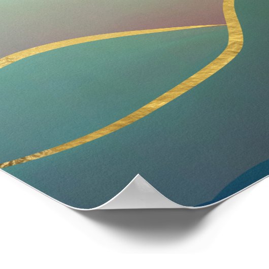 抽象芸術マウンテンランドスケープデジタルアート ポスター (角)