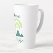 抽象芸術マウンテンレイクシーンパーソナライズされた カフェラテマグ (右アングル)