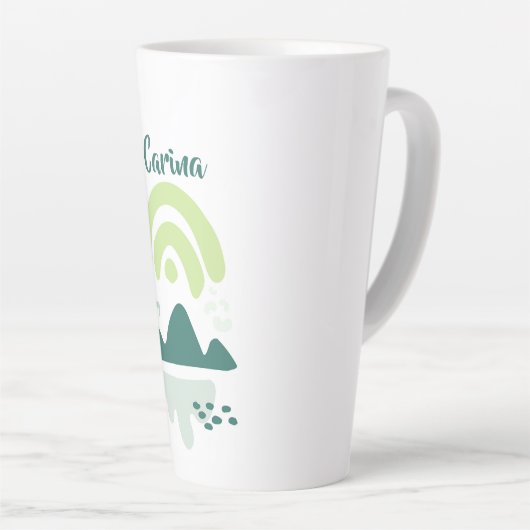 抽象芸術マウンテンレイクシーンパーソナライズされた カフェラテマグ (右アングル)