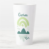 抽象芸術マウンテンレイクシーンパーソナライズされた カフェラテマグ (正面)