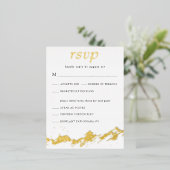 抽象芸術マウンテン金ゴールドオンホワイトウェディングRSVP 箔招待状ポストカード (立ち正面)